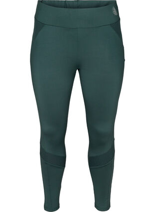 Cropped, textured, 7/8 length sports leggings, Green Gables, Packshot image number 0
