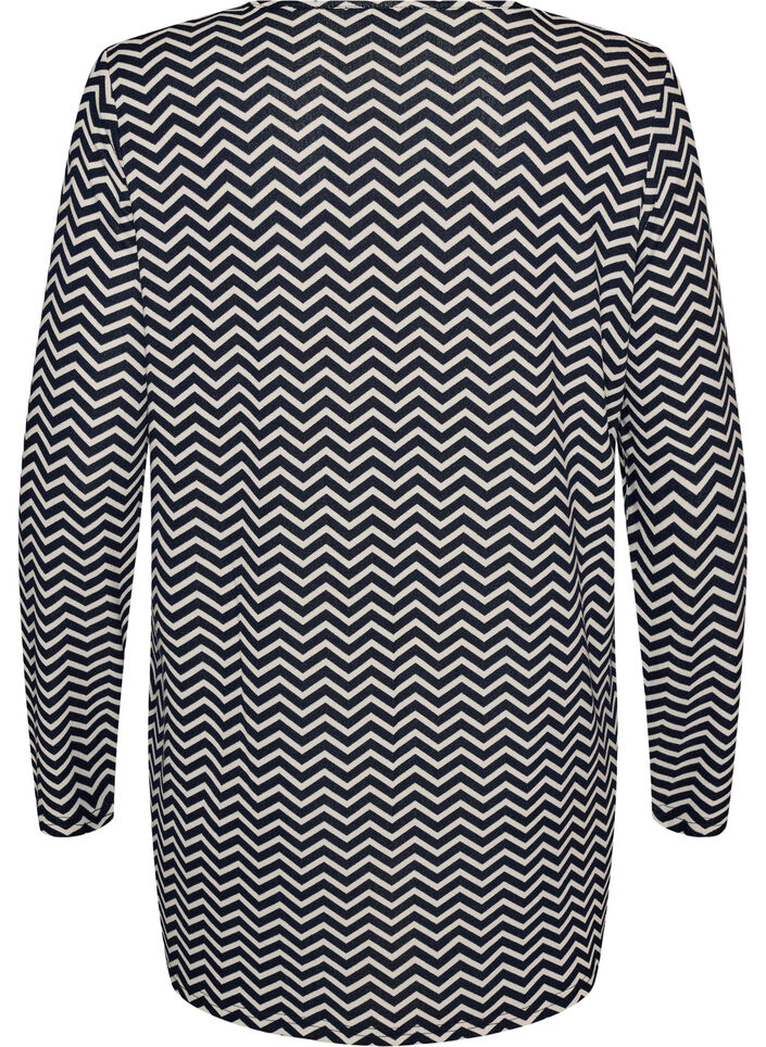 Patterned blouse with long sleeves, Blue, Packshot image number 1
