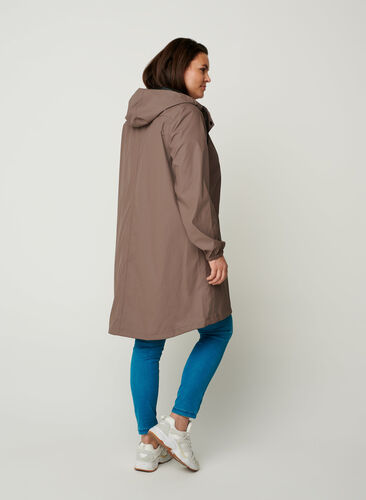 Hooded raincoat with taped seams, Iron, Model image number 1
