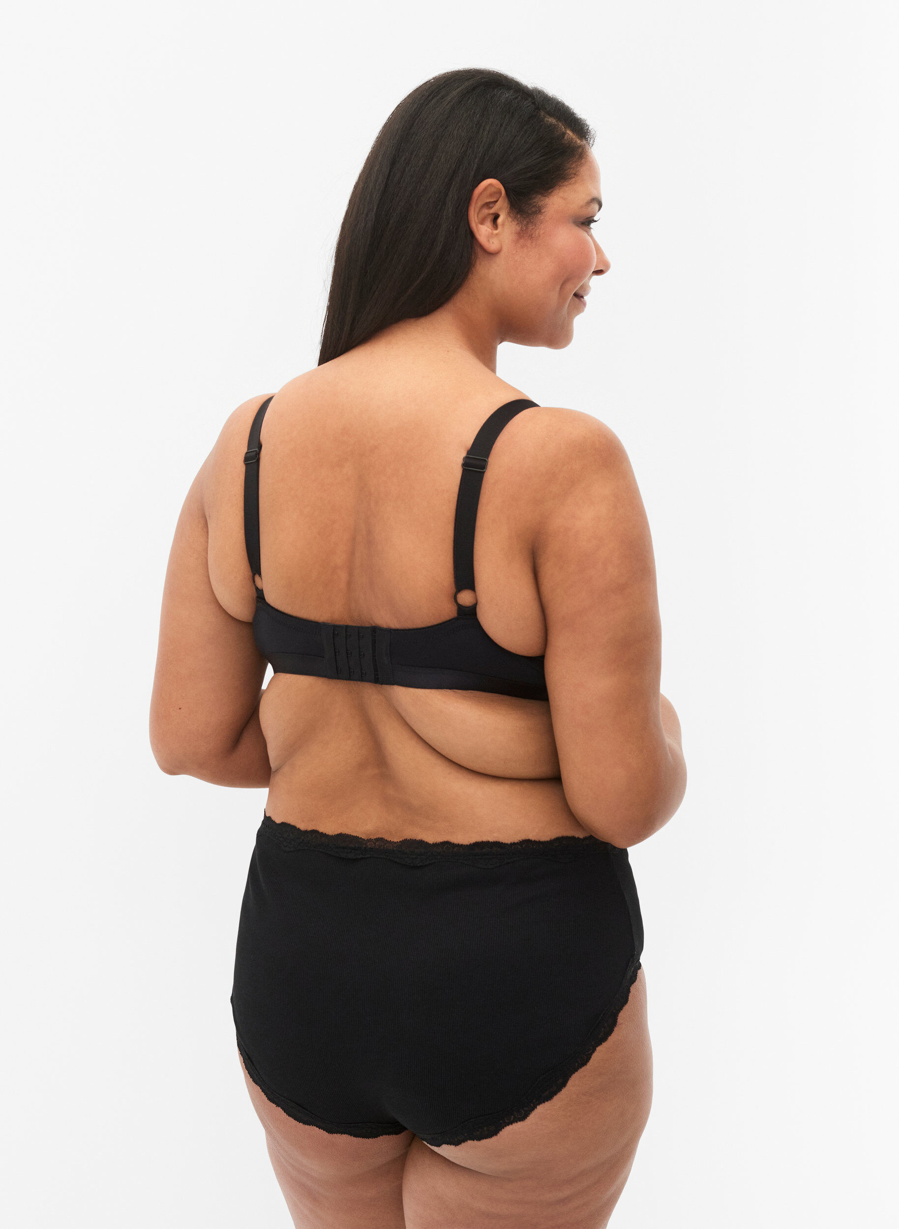 Zizzifashion 2-pack knickers with lace edge, Black/Black, Model image number 1