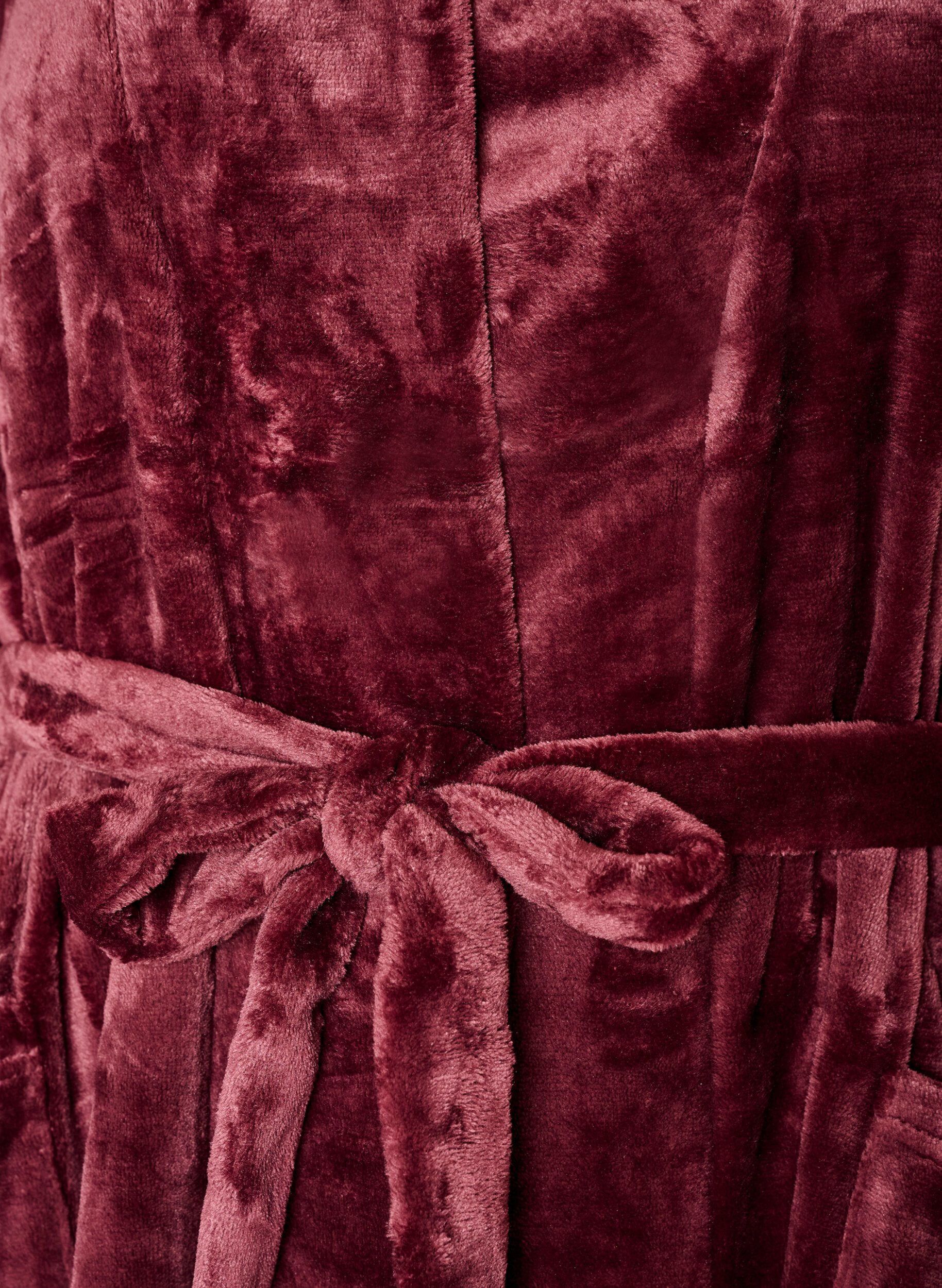 ZizzifashionRobe in soft velour with pockets, Red, Packshot image number 2