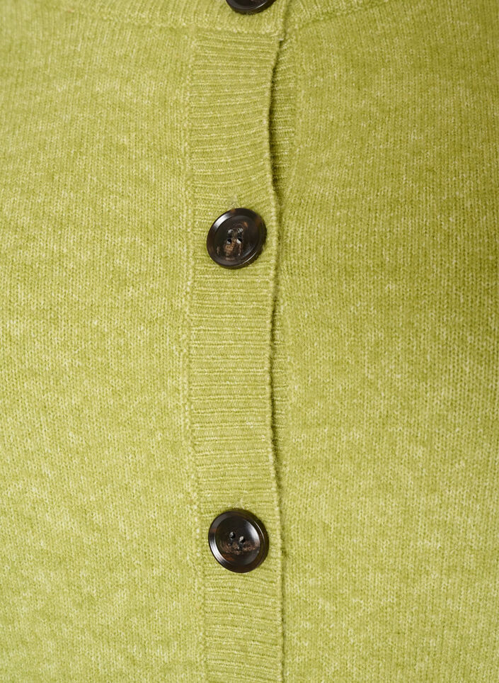 Cardigan with buttons and a rounded front, Green, Packshot image number 2