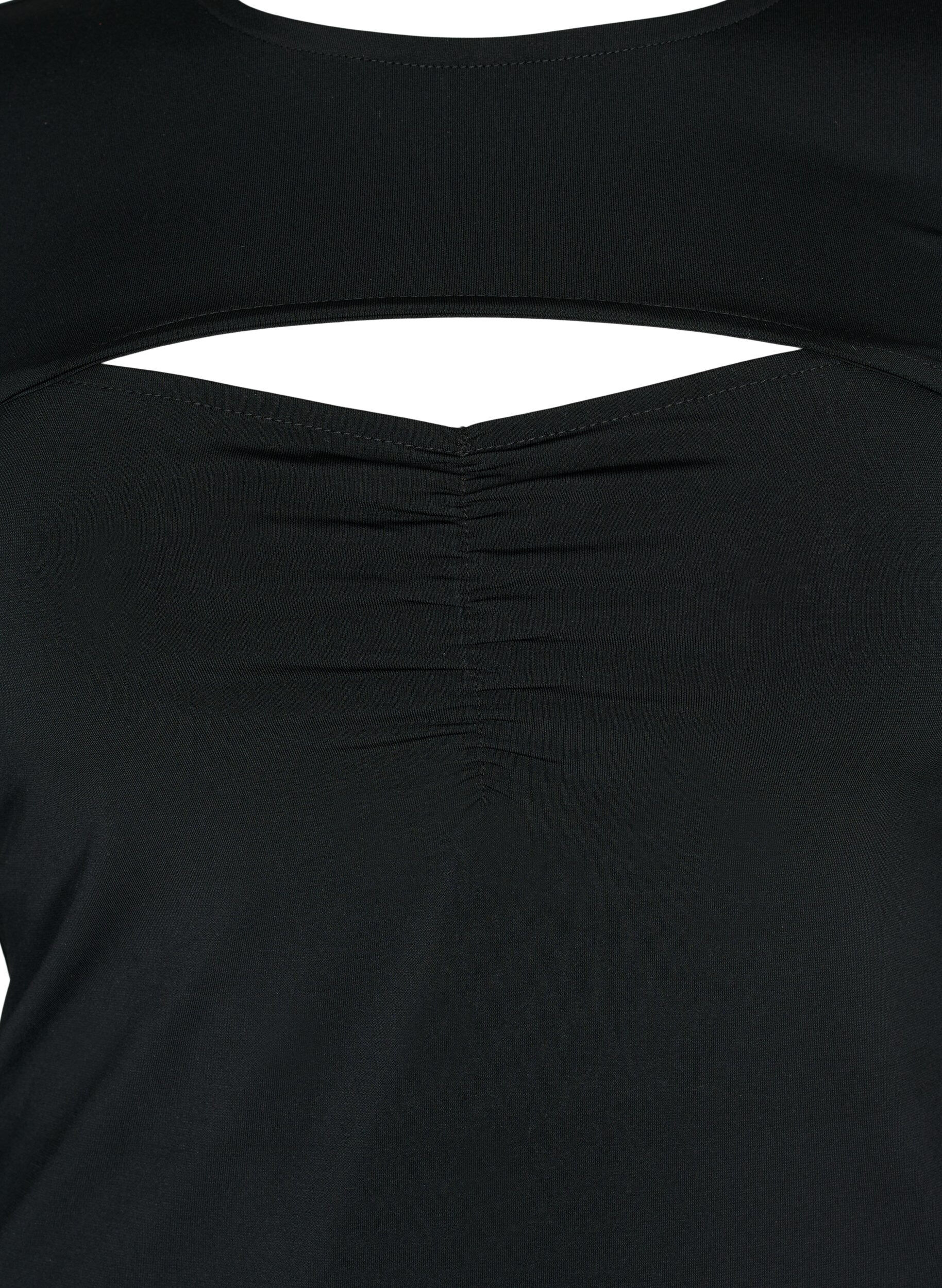 Zizzifashion Cut-out blouse with long sleeves, Black, Packshot image number 2