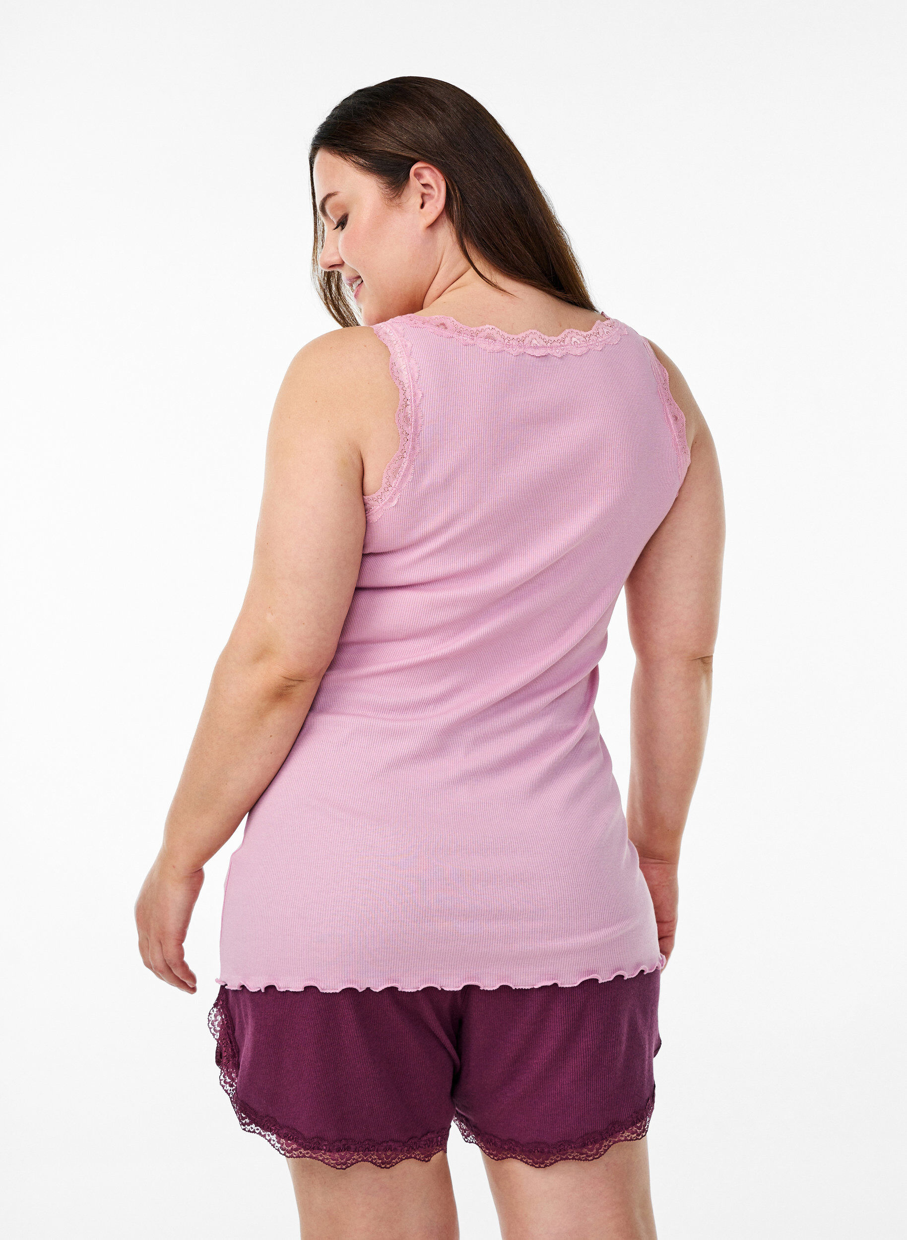 Zizzifashion Top with lace trim, Pink, Model image number 2