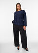 Sheer blouse with floral texture and long sleeves, Blue, Model image number 1