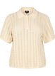 Knitted polo shirt with eyelet pattern, Beige, Packshot image number 0