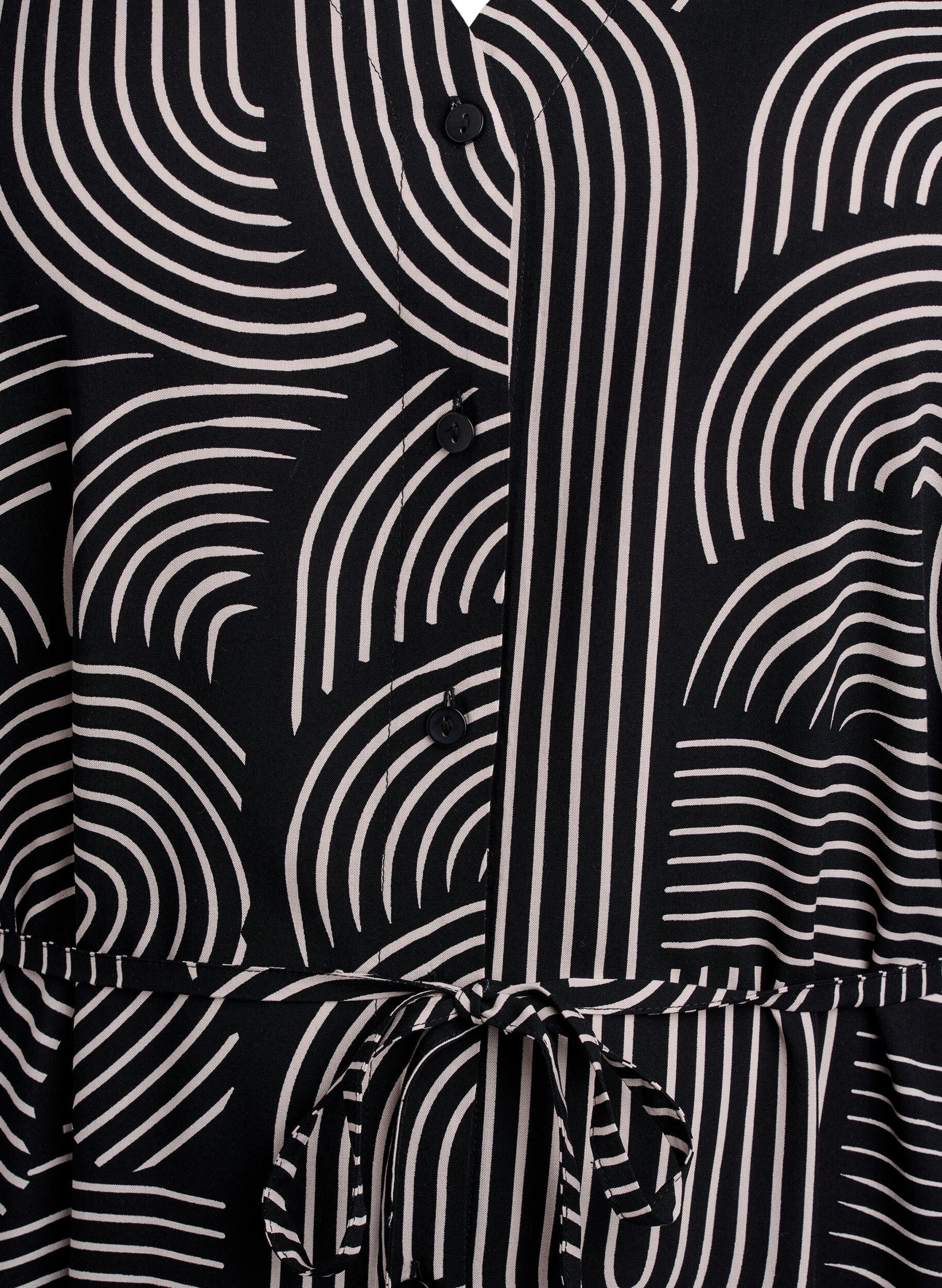 Zizzifashion FLASH - Midi dress with print and tie belt, Black, Packshot image number 2