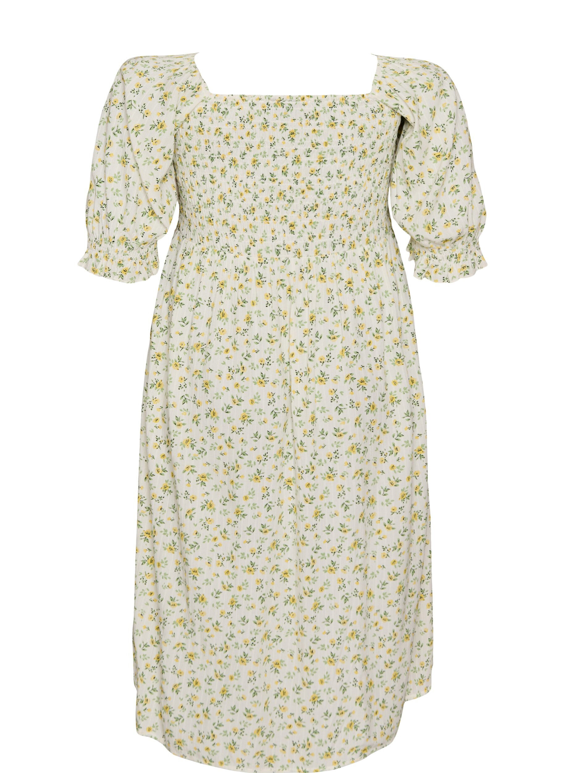 Zizzifashion Floral viscose summer dress, White, Packshot image number 1