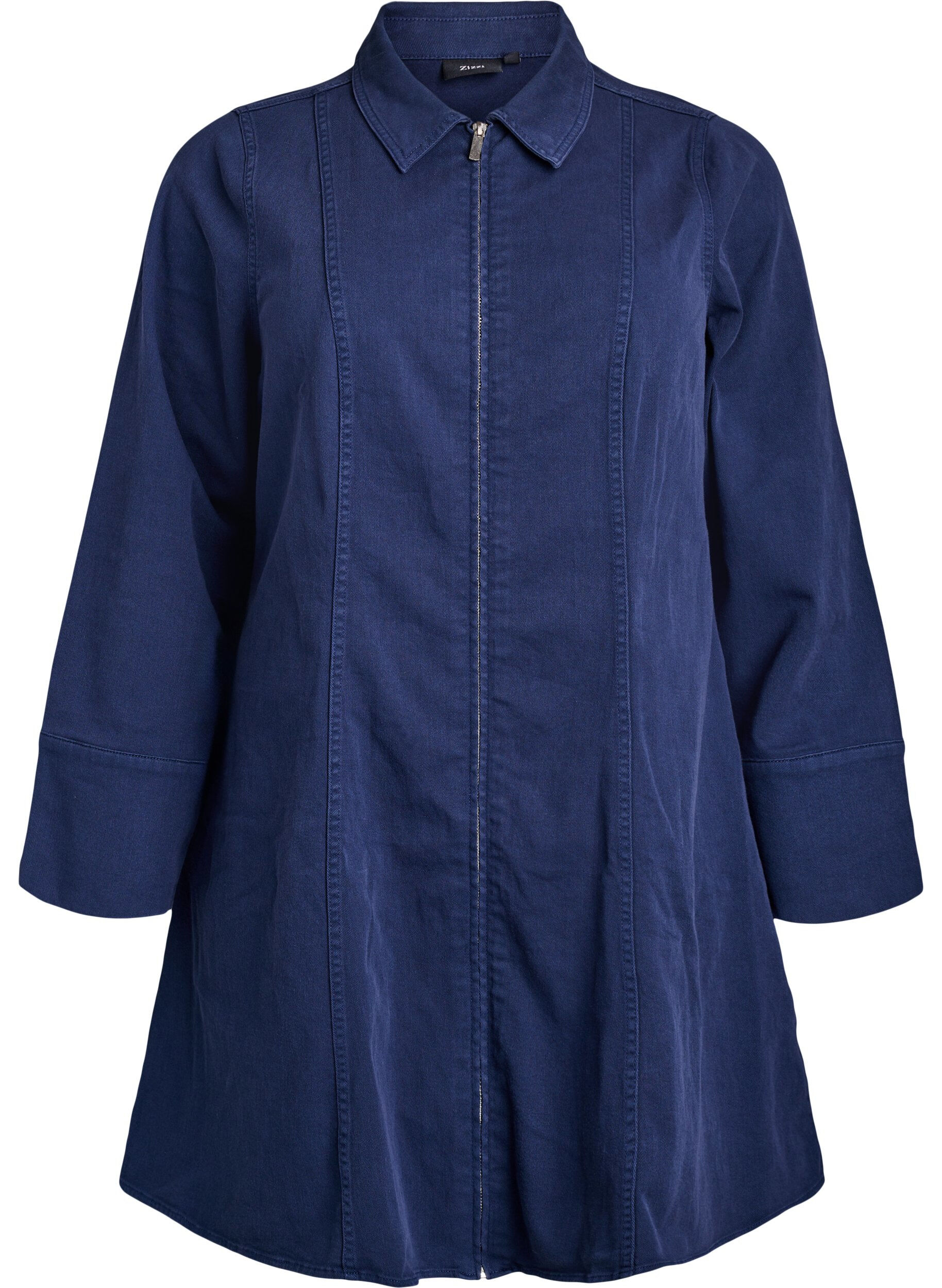 Short twill dress with zipper
