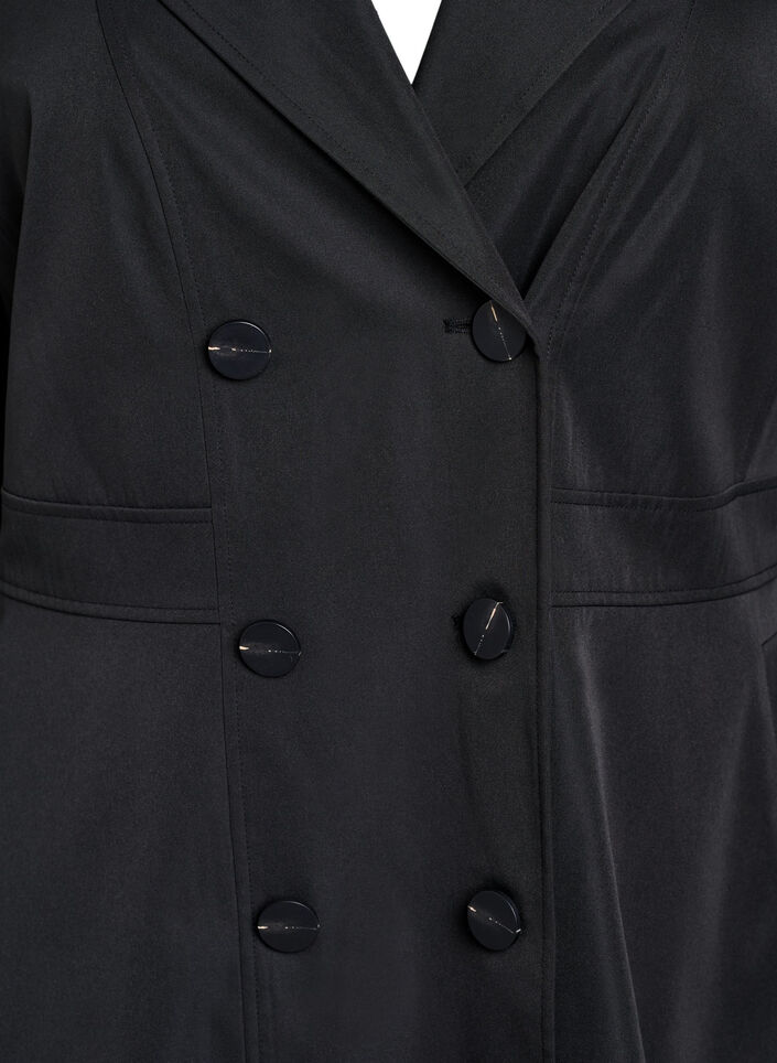 A-line spring coat with double-breasted fastening, Black, Packshot image number 2