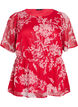 Floral chiffon blouse with an elasticated waist, Red, Packshot image number 0
