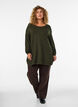 Knitted blouse with side buttons, Green, Model image number 1