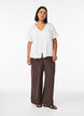 Blouse in linen and viscose with a V-neck and button fastening, White, Model image number 1