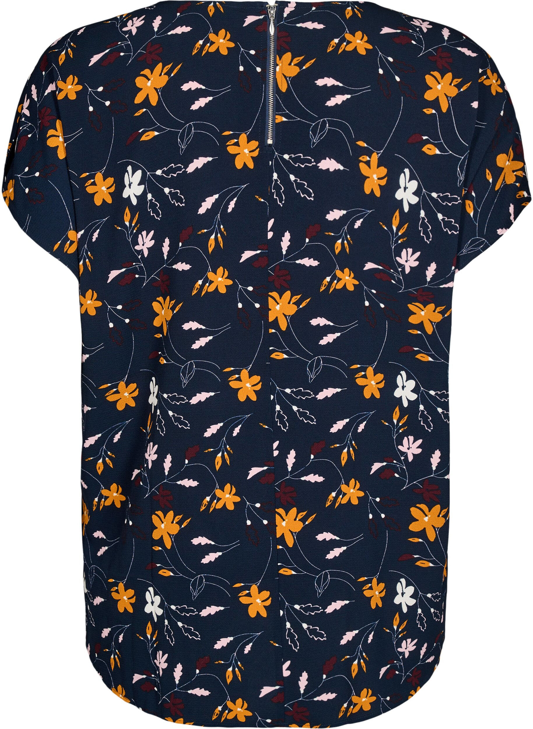 Zizzifashion Short-sleeved blouse with print, Sky Captain Flower, Packshot image number 1