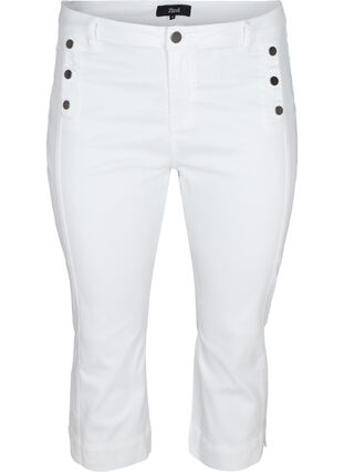 Close-fitting capris with slits, White, Packshot image number 0