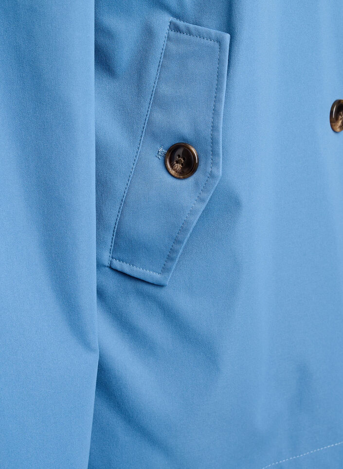 Short trench coat with pockets, Blue, Packshot image number 3