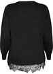 Cardigan with a wide lace hem, Black, Packshot image number 1