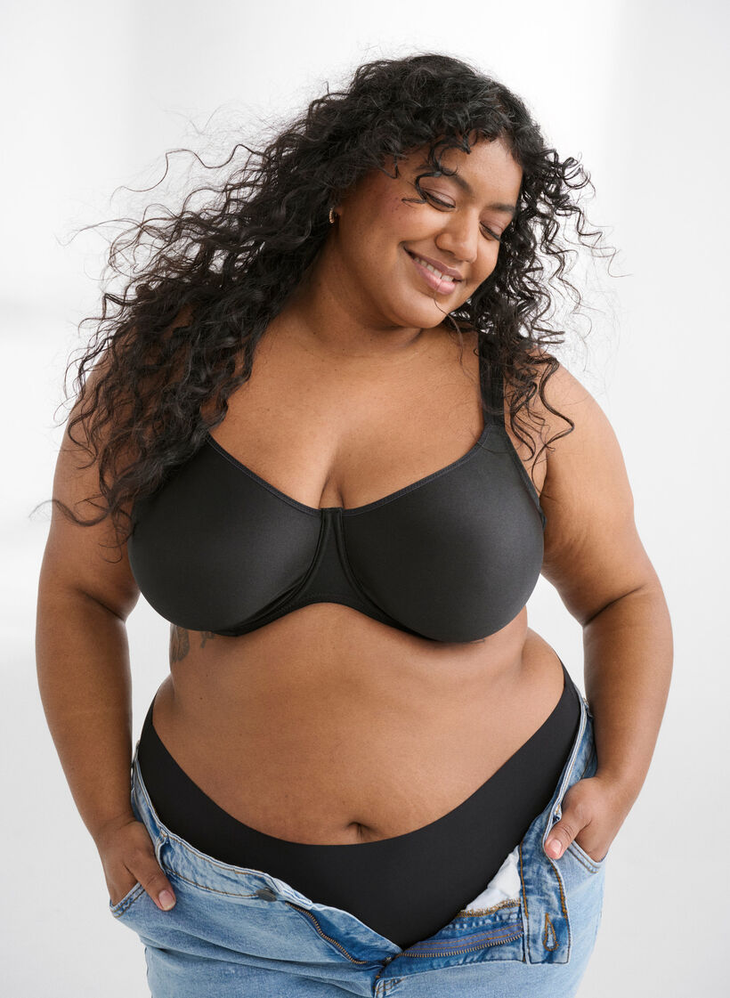 Moulded full coverage bra with high support, Black, Image image number 0