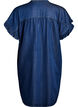 Denim-look dress with button fastening and ruffle sleeves, Blue, Packshot image number 1