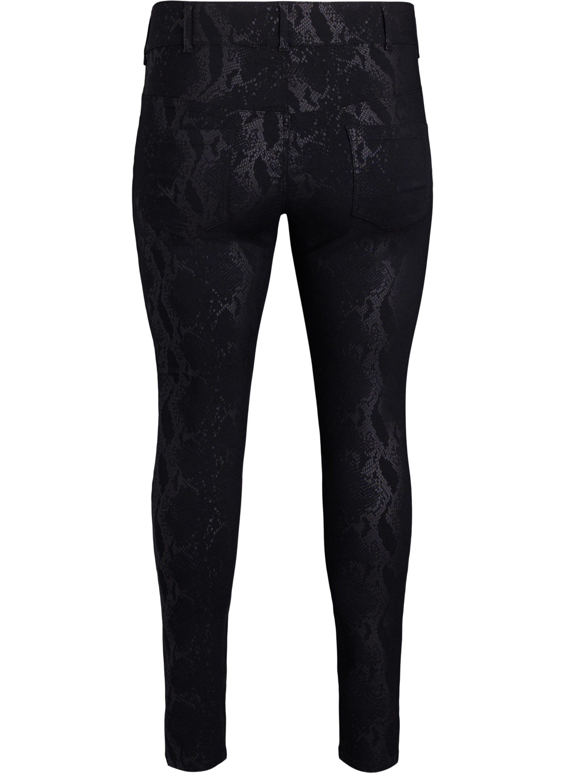 Zizzifashion Slim fit trousers with snake pattern, Black, Packshot image number 1