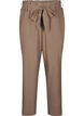 High-waisted trousers with ruffles and a tie belt, Walnut Melange, Packshot image number 0