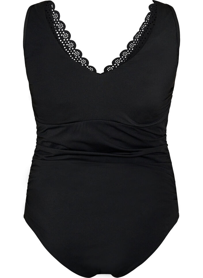 Swimsuit with padded top and cut-out back detail, Black, Packshot image number 1