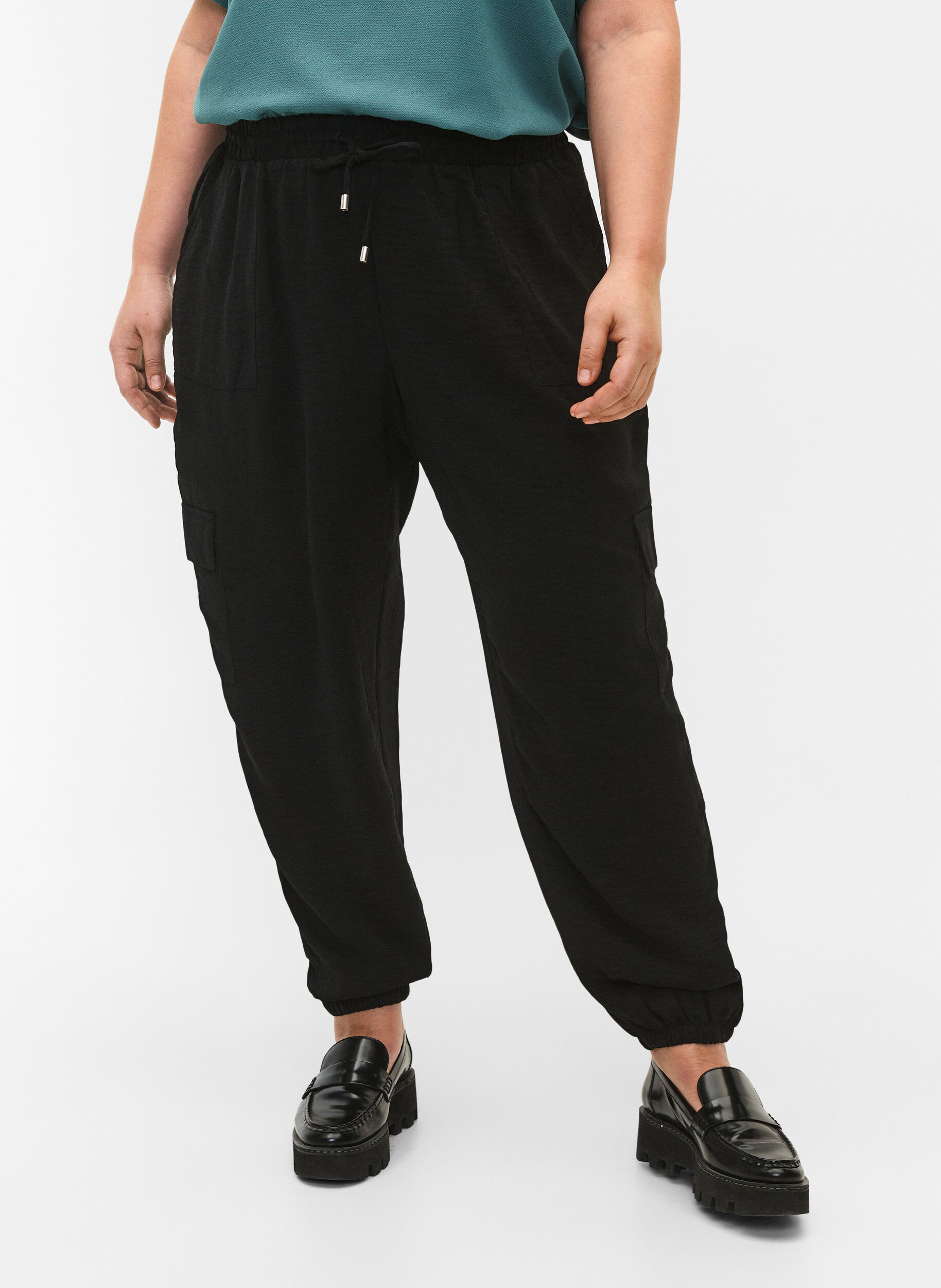 Zizzifashion Trousers with cargo pockets, Black, Model image number 2
