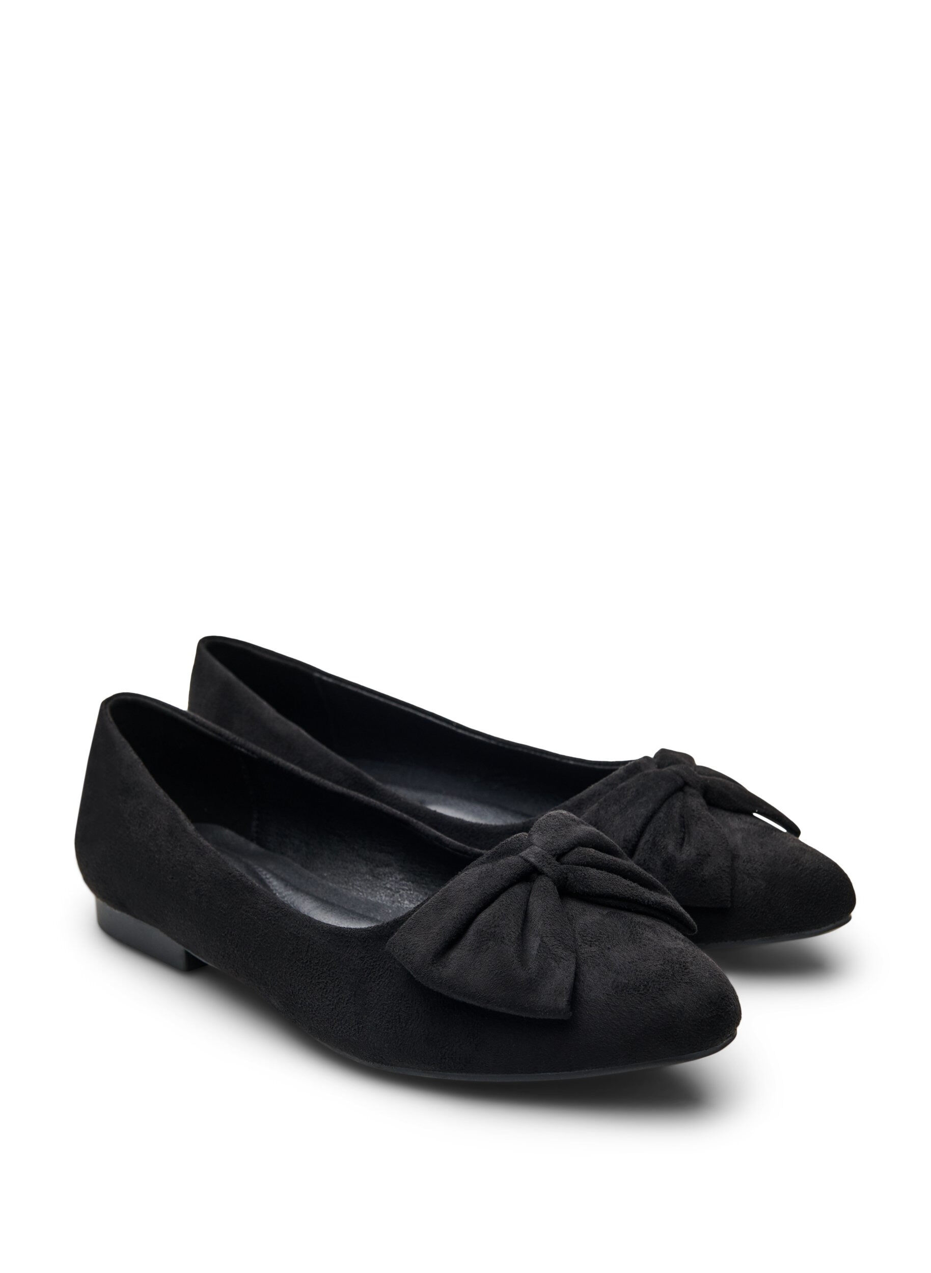 Zizzifashion Wide fit ballerina with bow, Black, Packshot image number 1