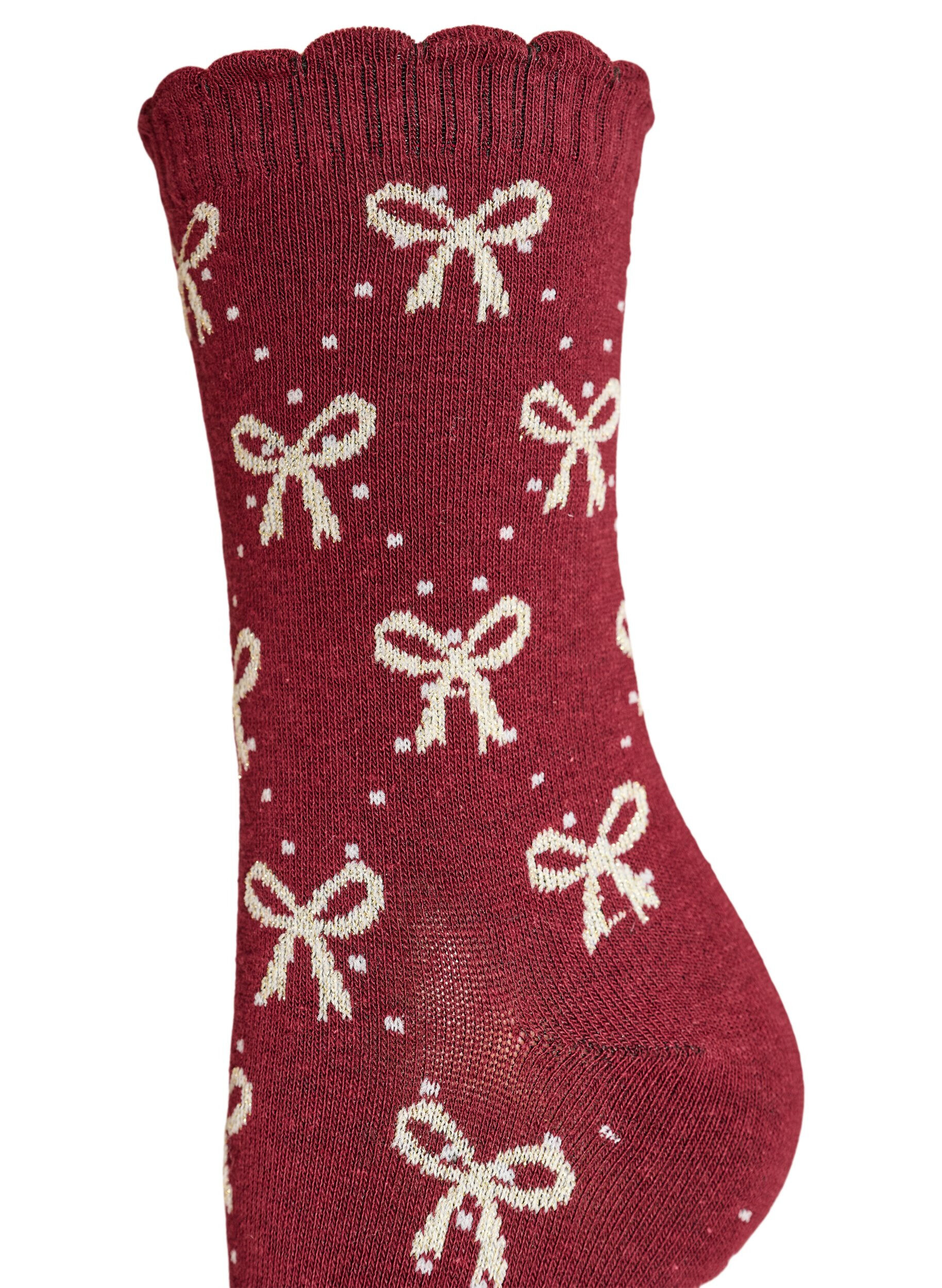 Zizzifashion2-pack Christmas socks, Red, Packshot image number 2