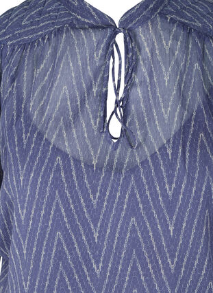 Short-sleeved blouse with tie details, Blue Indigo AOP, Packshot image number 2