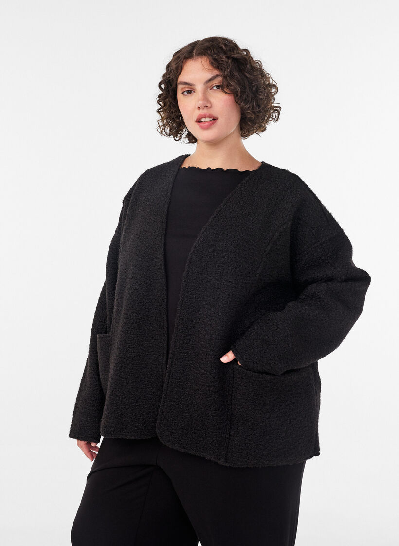 Loose cardigan with pockets, Black, Image image number 0