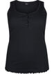 Rib tank top with buttons, Black, Packshot image number 0