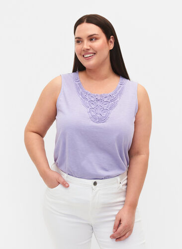 Sleeveless top in cotton, Lavender, Model image number 0