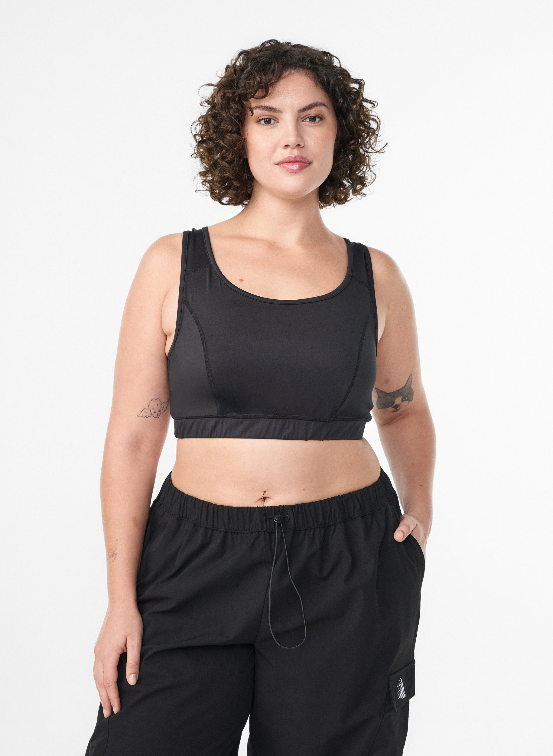 Sports bra with racerback, Black, Model