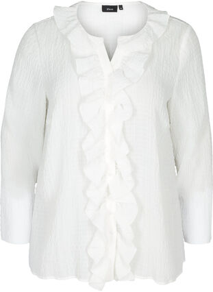 Frill blouse, Bright White, Packshot image number 0