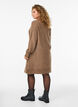 Short knitted dress with a V-shaped textured pattern, Brown, Model image number 2