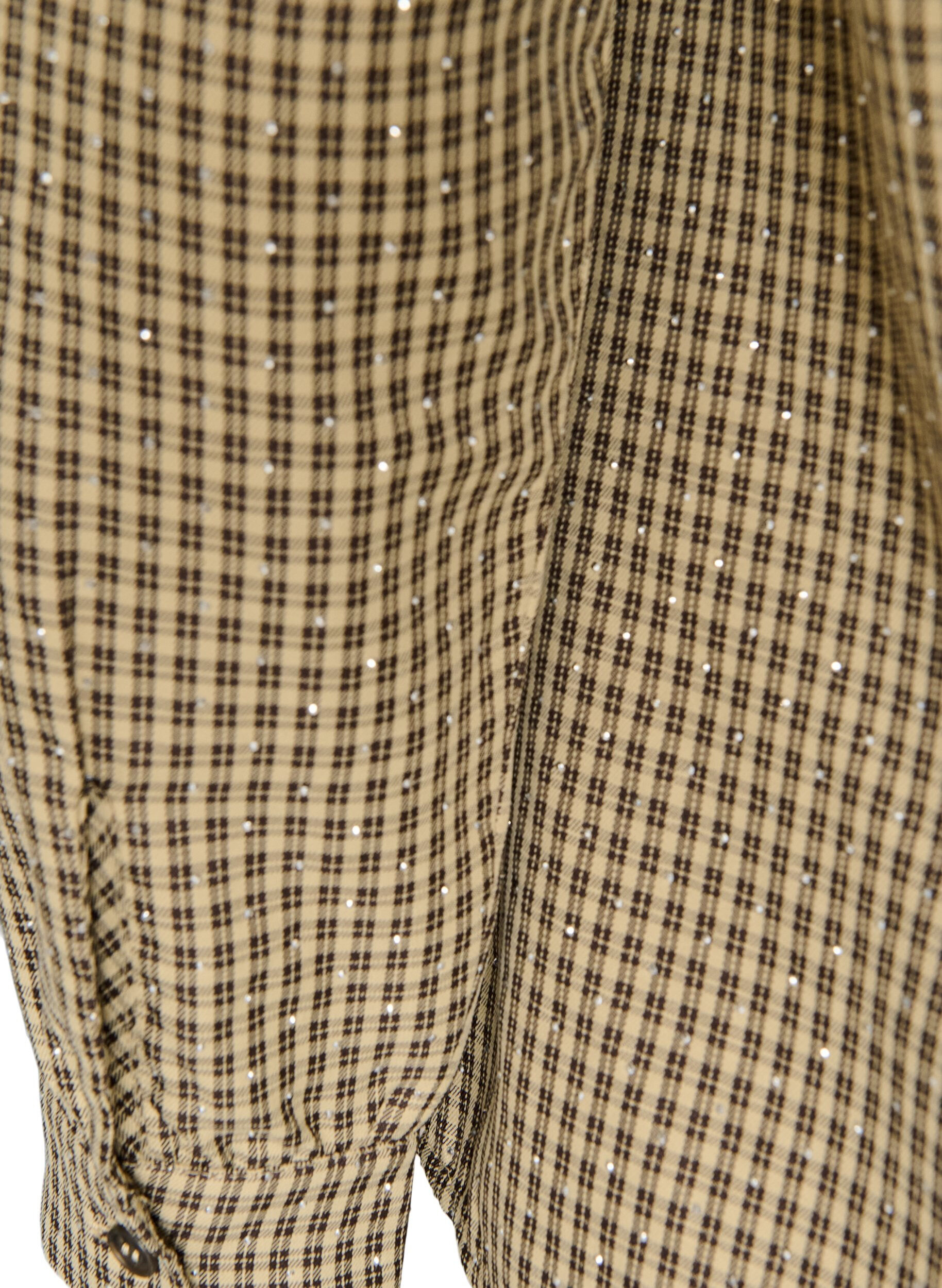 ZizzifashionShirt with small check pattern and rhinestones, Brown, Packshot image number 3