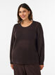 Knitted blouse with a textured openwork pattern, Brown, Model image number 0