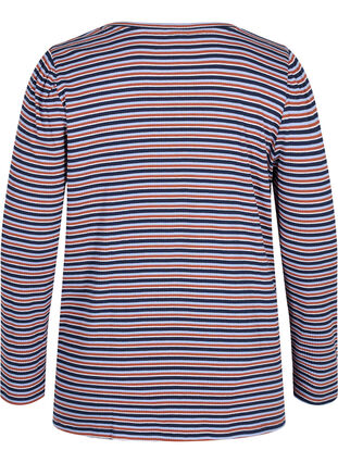 Striped long-sleeved blouse, Mahogany/Navy Stripe, Packshot image number 1