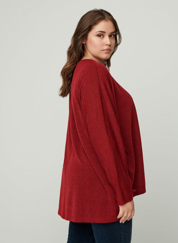 Plain-coloured blouse with long sleeves, Red, Model image number 1