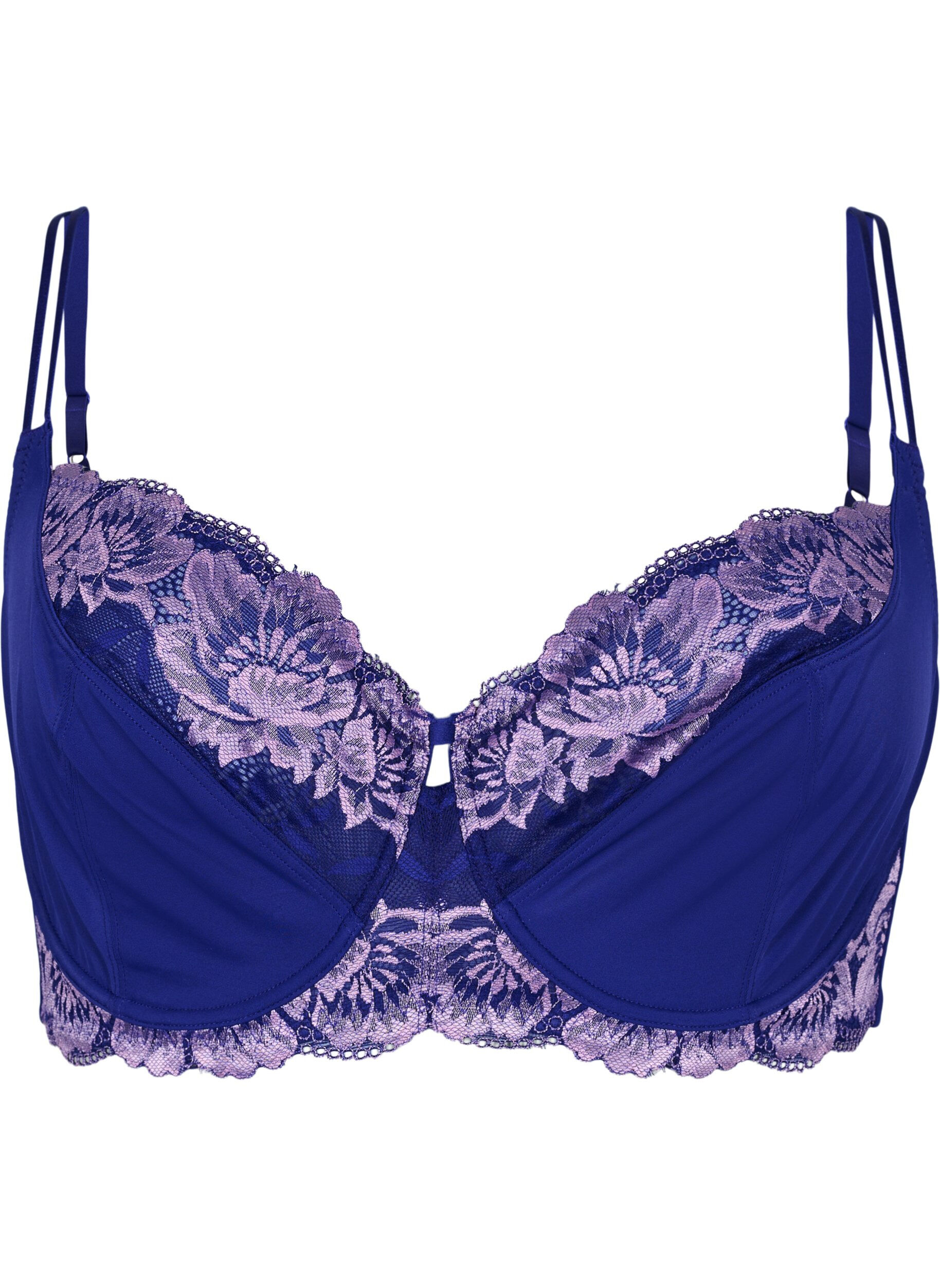 Zizzifashion Full cover bra with underwire and lace, Clematis Blue ASS, Packshot image number 0