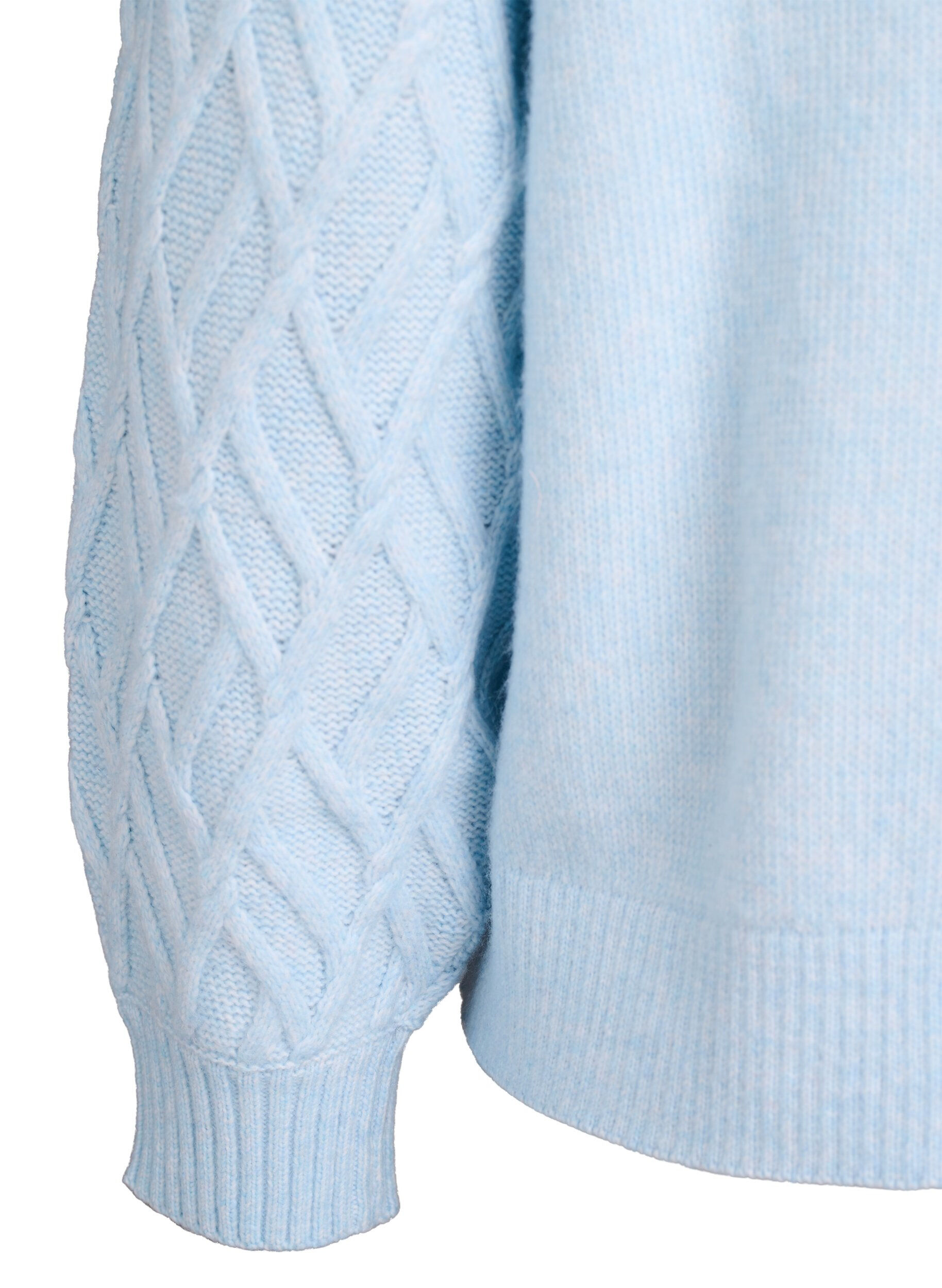 Zizzifashion Cable knit cardigan with pearl buttons, Light Blue, Packshot image number 3