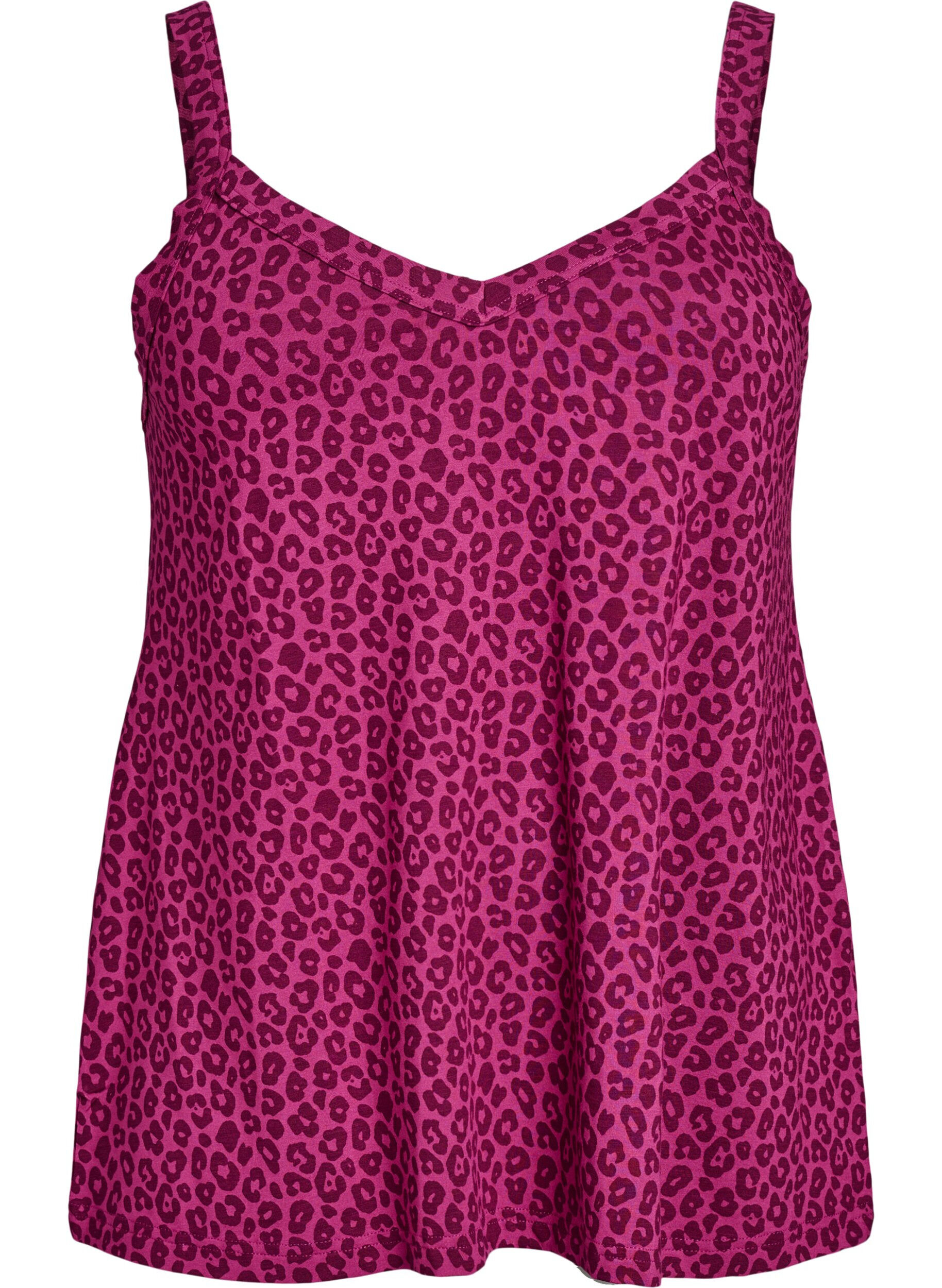 Night top with straps and V-neckline