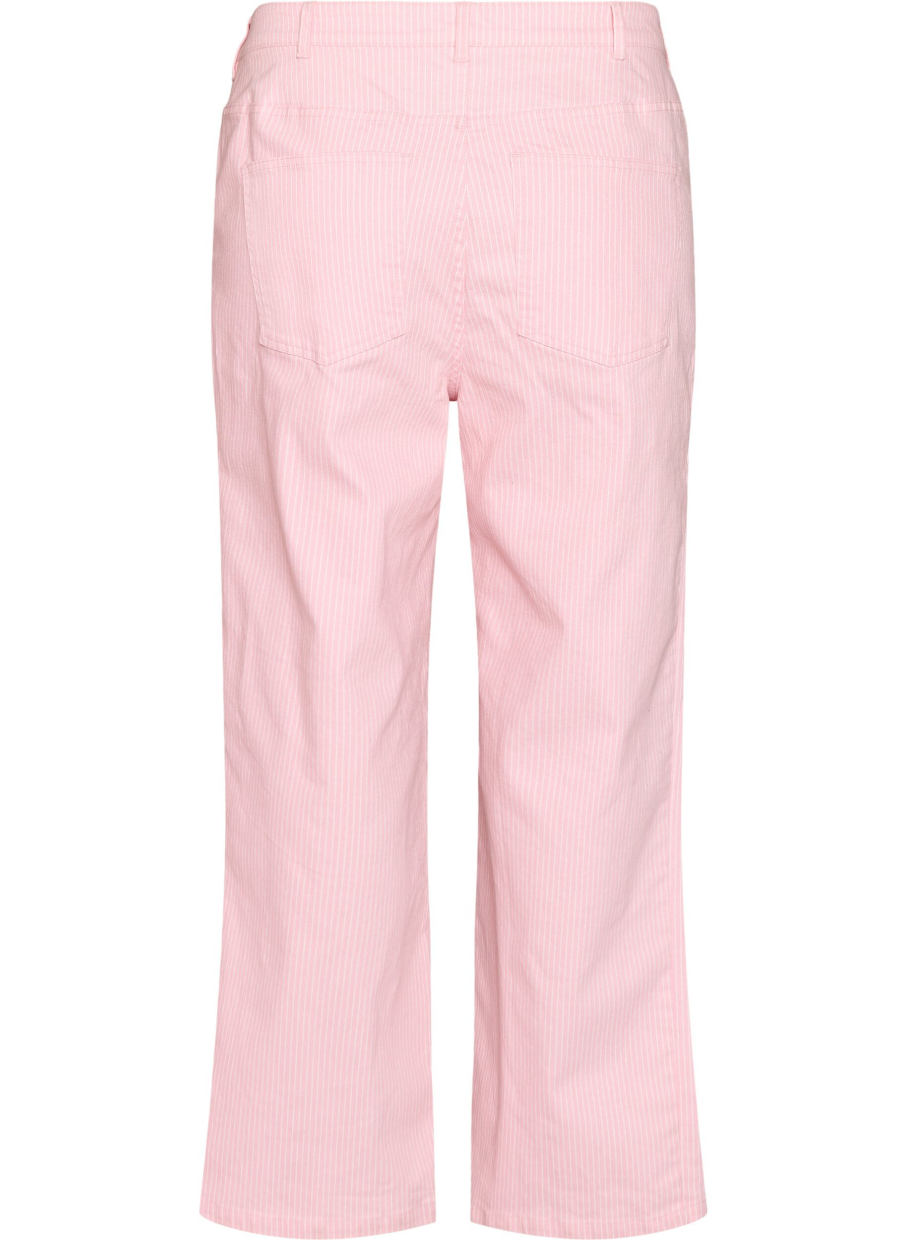 Zizzifashion Coloured Myra jeans with stripes and wide legs, Pink, Packshot image number 1