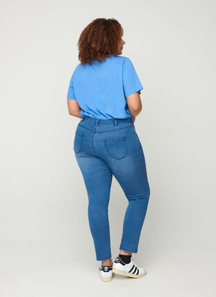Slim fit Emily jeans with regular waist, Blue denim, Model image number 0