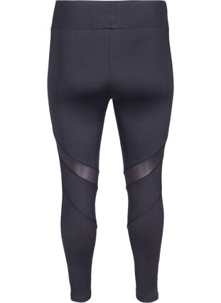 Cropped sports leggings with mesh, Black, Packshot image number 1