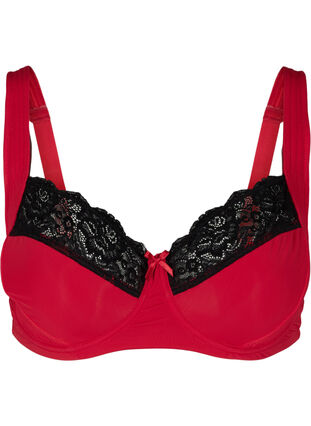 Underwired bra with lace, Lipstick Red, Packshot image number 0