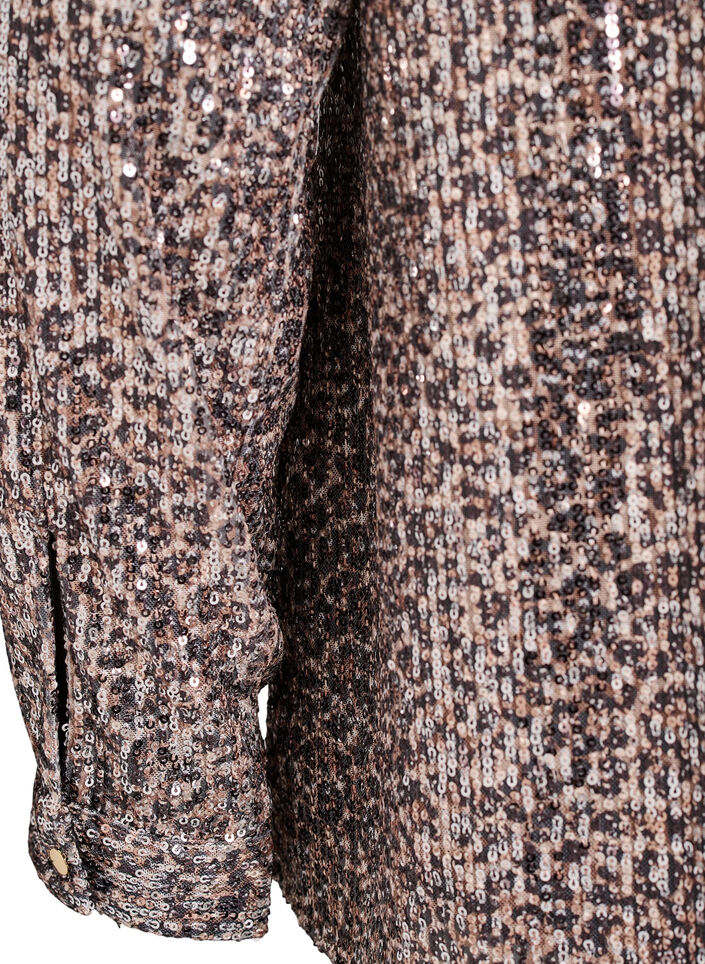 Sequin shirt with long sleeves, Brown, Packshot image number 3