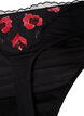 Microfibre thong with floral embroidery, Black, Packshot image number 2
