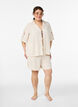 Loose pyjama shorts in viscose with a high waist, Beige, Model image number 1